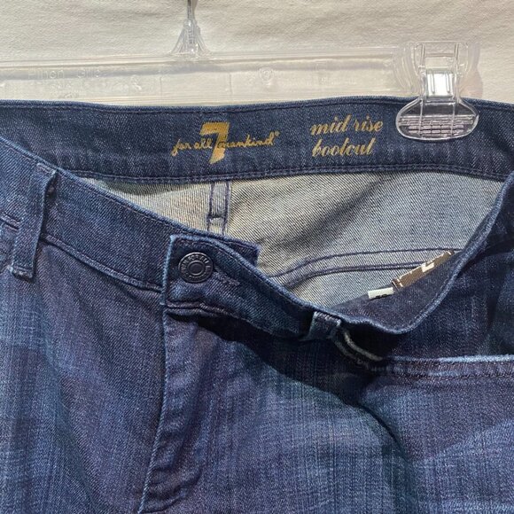7 For all Mankind Dark Wash Mid Rise Bootcut size 32, Inseam 35 inches - Picture 3 of 15
